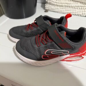 Skechers Kids Gray and Red Slip-On Athletic Sneakers